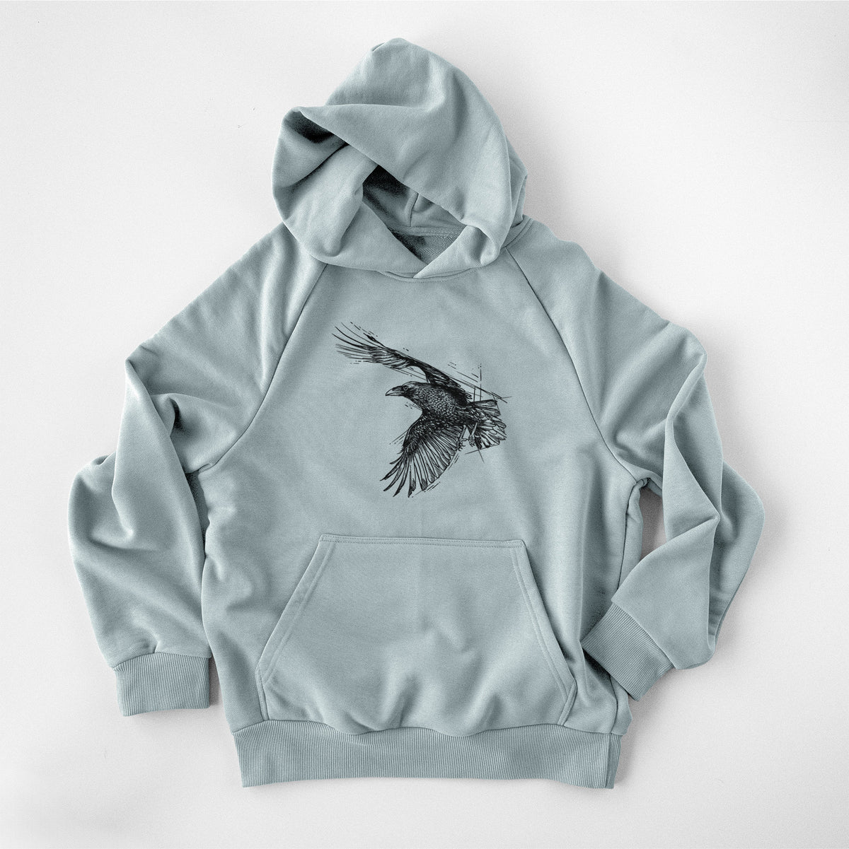 Flying Raven - Corvus corax - UltraLuxe Heavyweight French Terry Hoodie