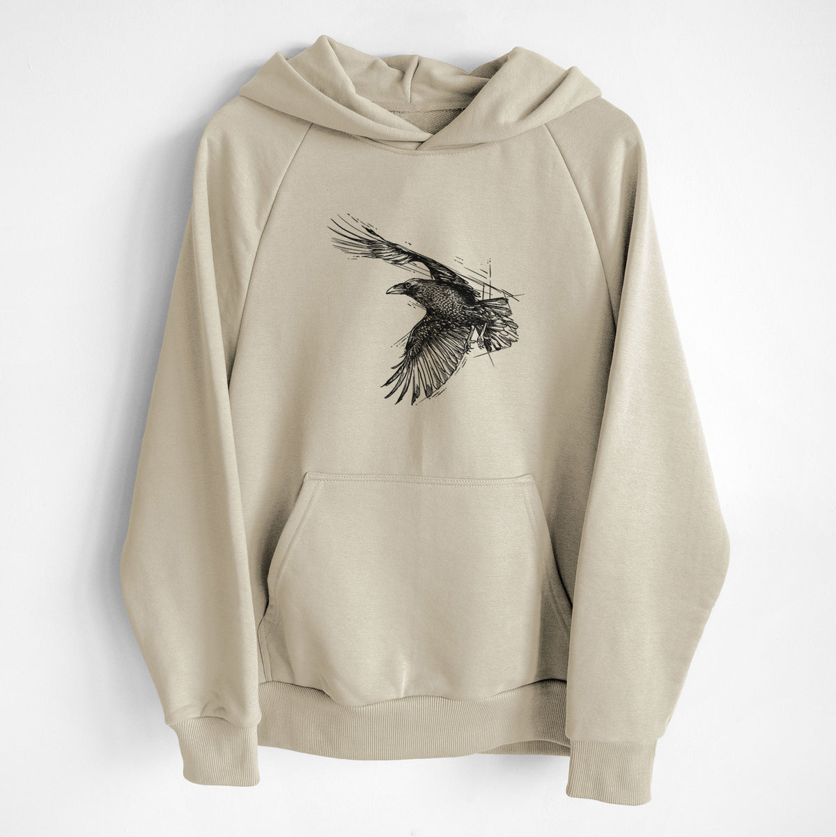 Flying Raven - Corvus corax - UltraLuxe Heavyweight French Terry Hoodie