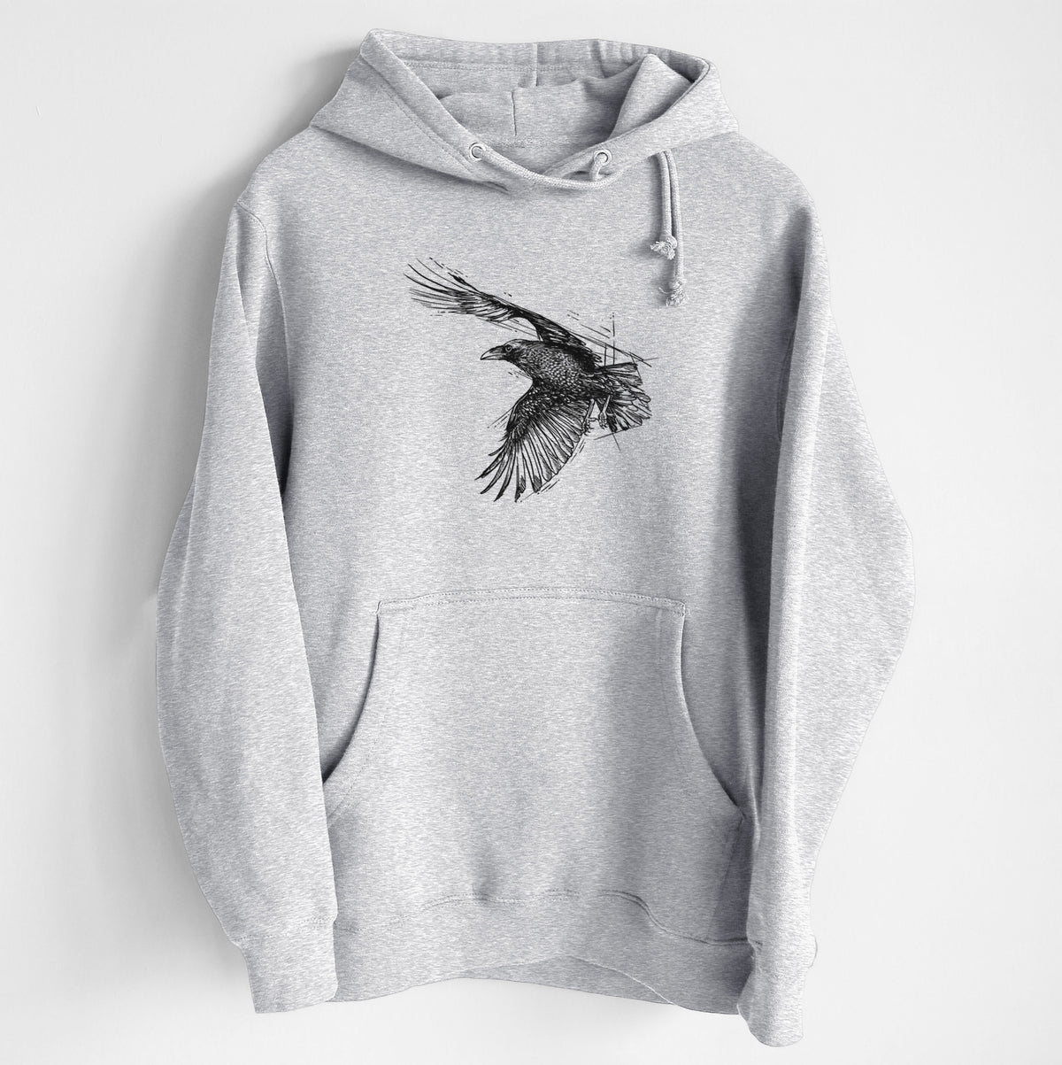 Flying Raven - Corvus corax - Heavyweight Fleece Hoodie