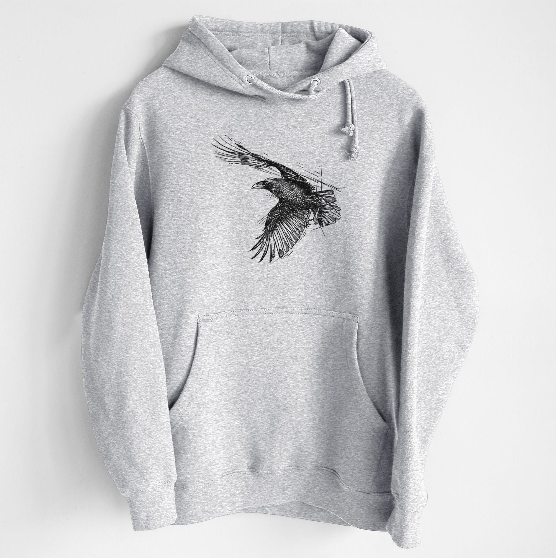 Flying Raven - Corvus corax - Heavyweight Fleece Hoodie