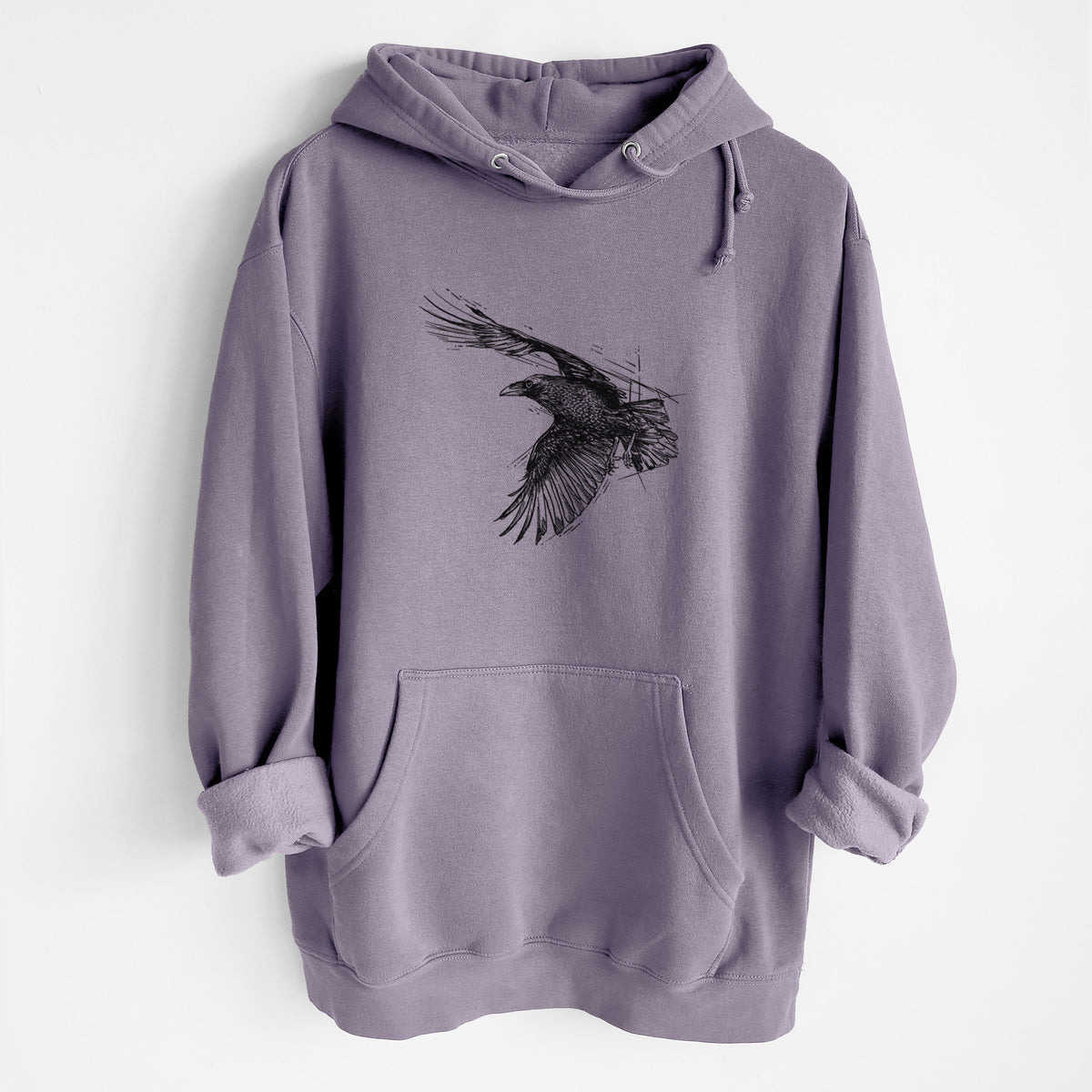 Flying Raven - Corvus corax - Heavyweight Fleece Hoodie