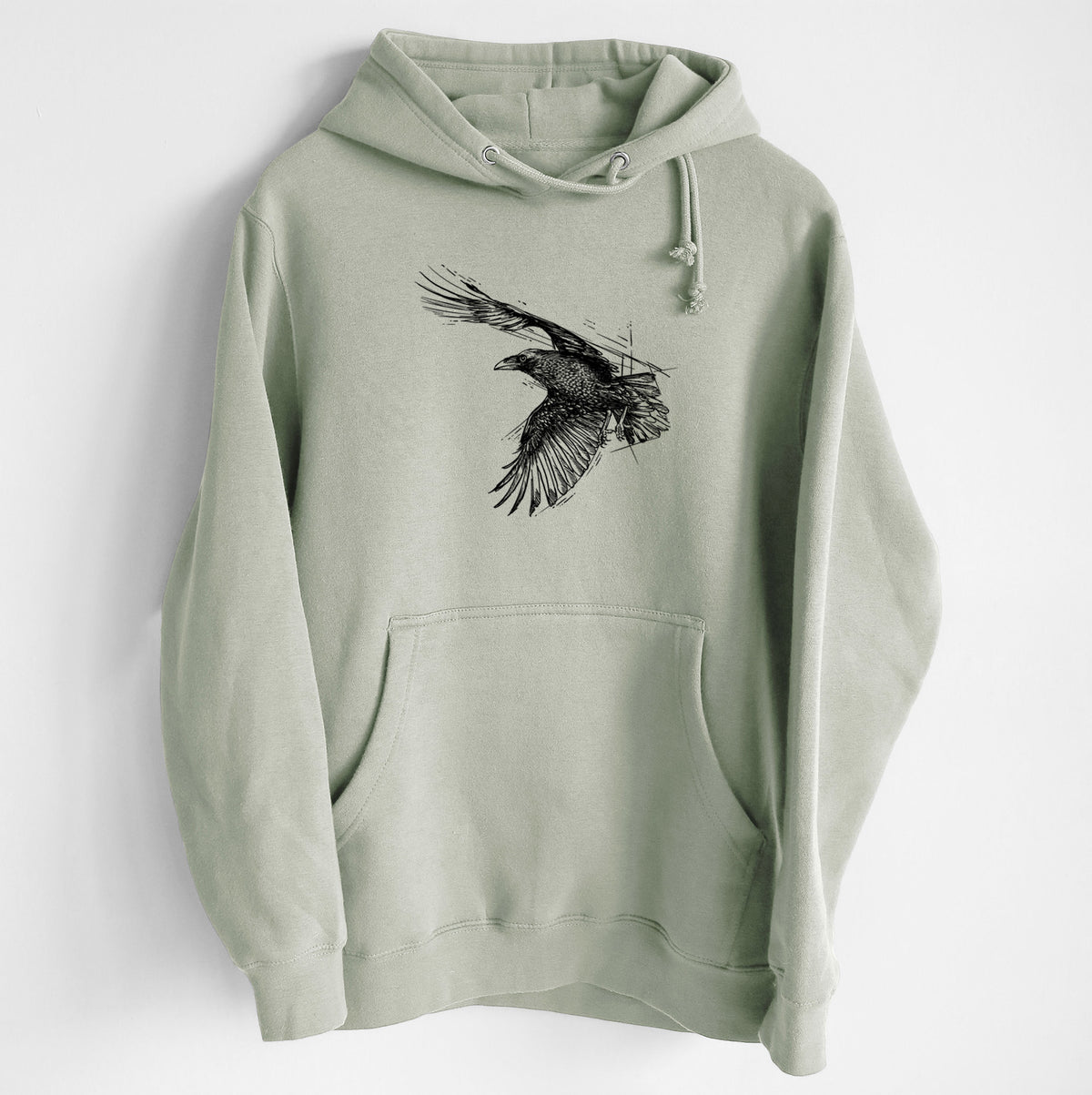 Flying Raven - Corvus corax - Heavyweight Fleece Hoodie
