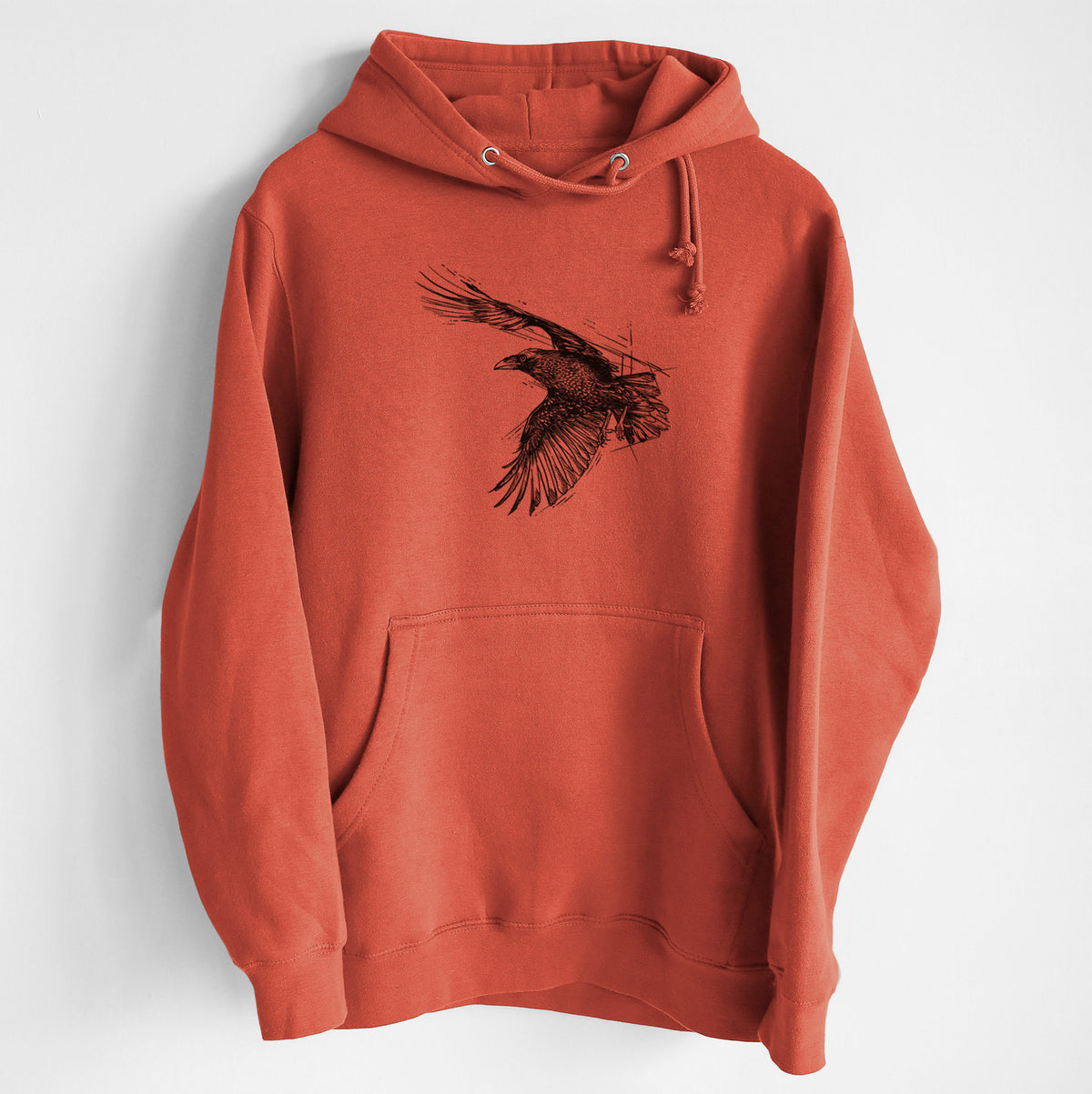 Flying Raven - Corvus corax - Heavyweight Fleece Hoodie