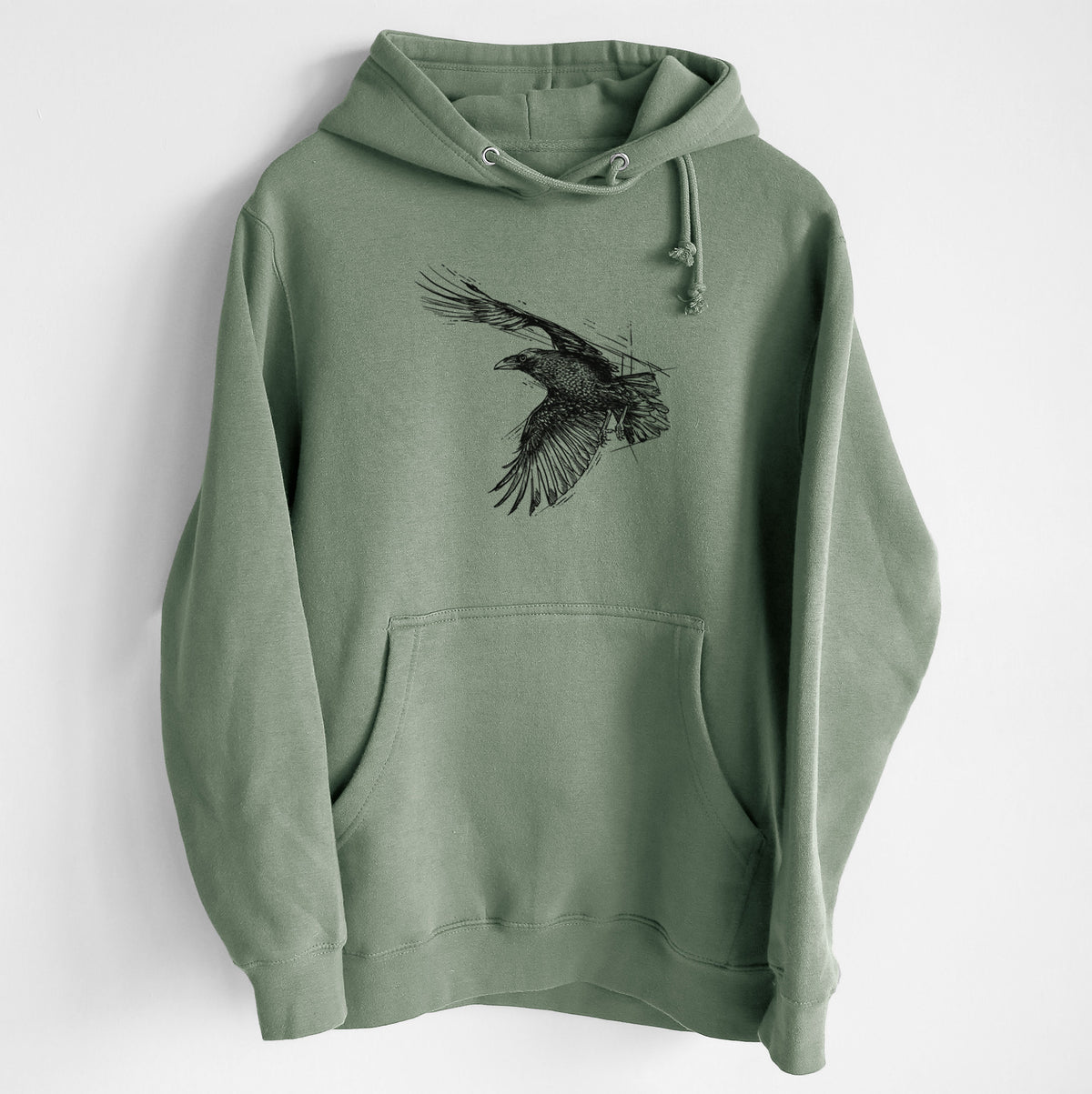 Flying Raven - Corvus corax - Heavyweight Fleece Hoodie