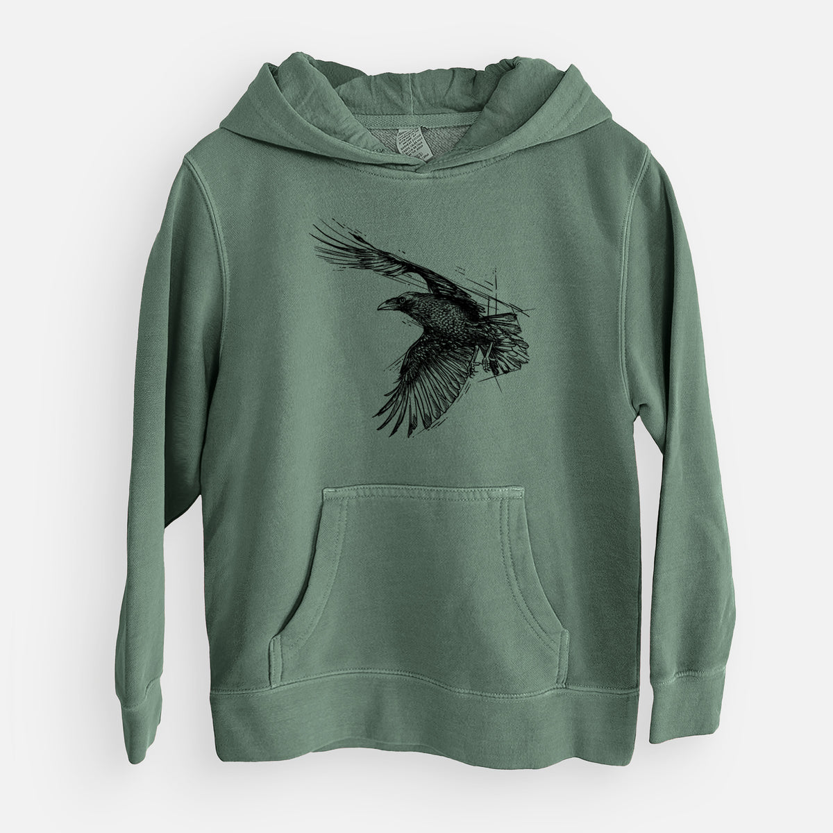 Flying Raven - Corvus corax - Youth Pigment Dyed Hoodie