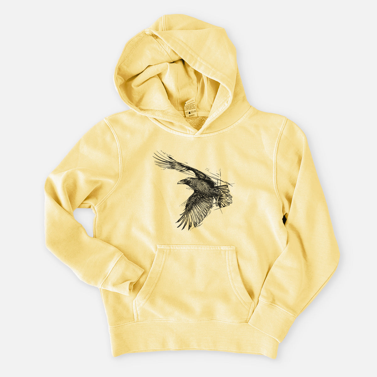 Flying Raven - Corvus corax - Youth Pigment Dyed Hoodie