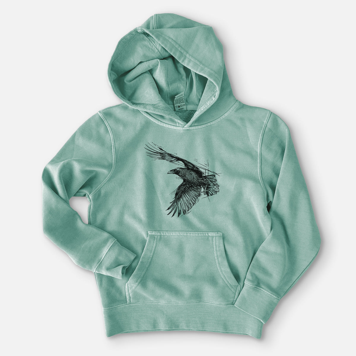 Flying Raven - Corvus corax - Youth Pigment Dyed Hoodie