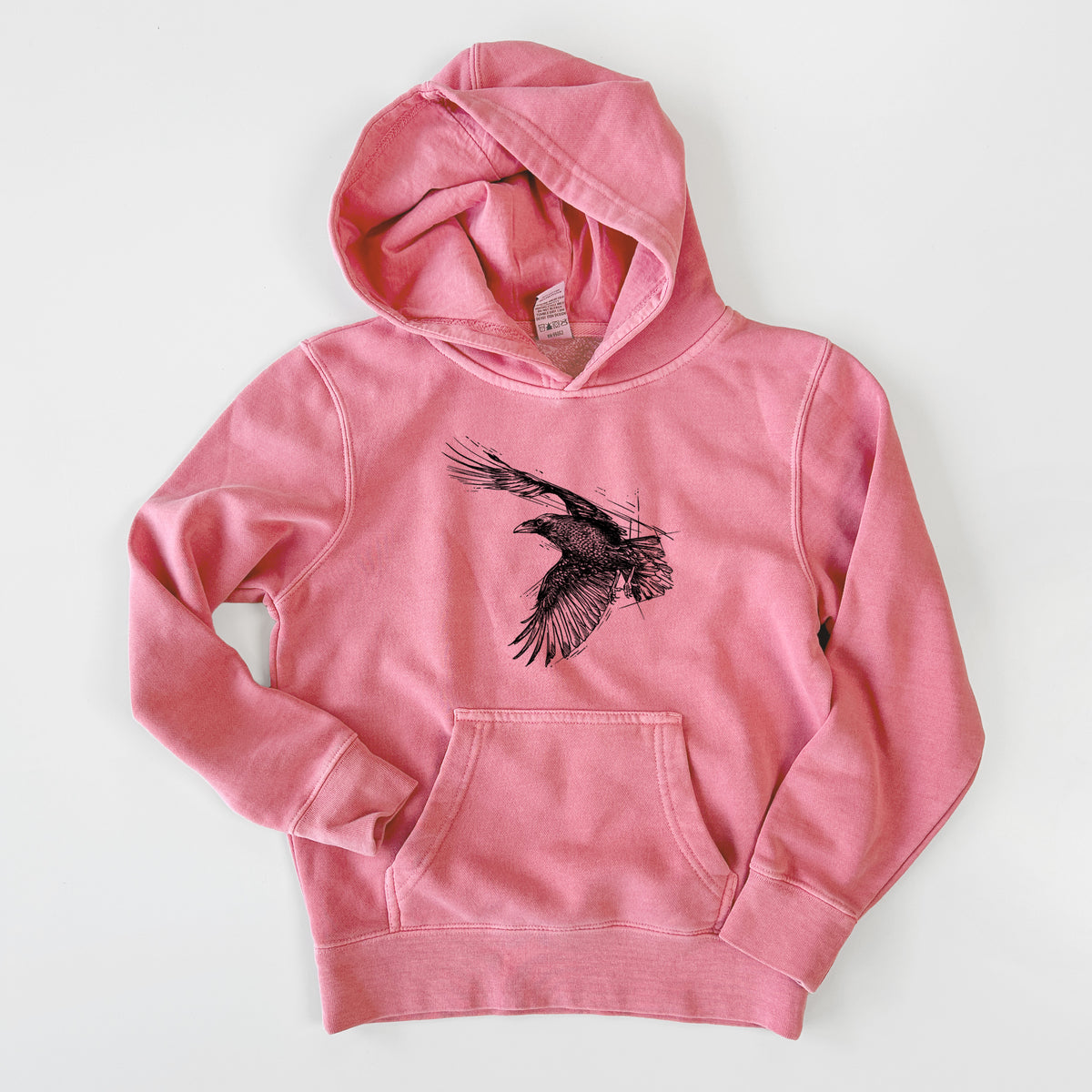 Flying Raven - Corvus corax - Youth Pigment Dyed Hoodie