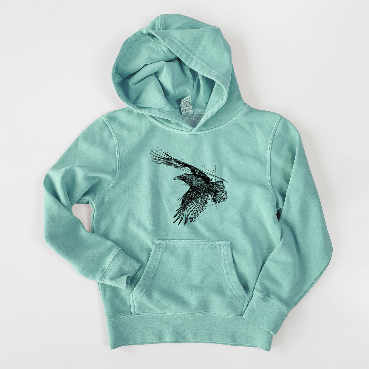 Flying Raven - Corvus corax - Youth Pigment Dyed Hoodie