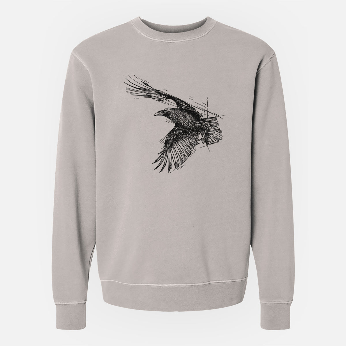 Flying Raven - Corvus corax - Unisex Pigment Dyed Crew Sweatshirt