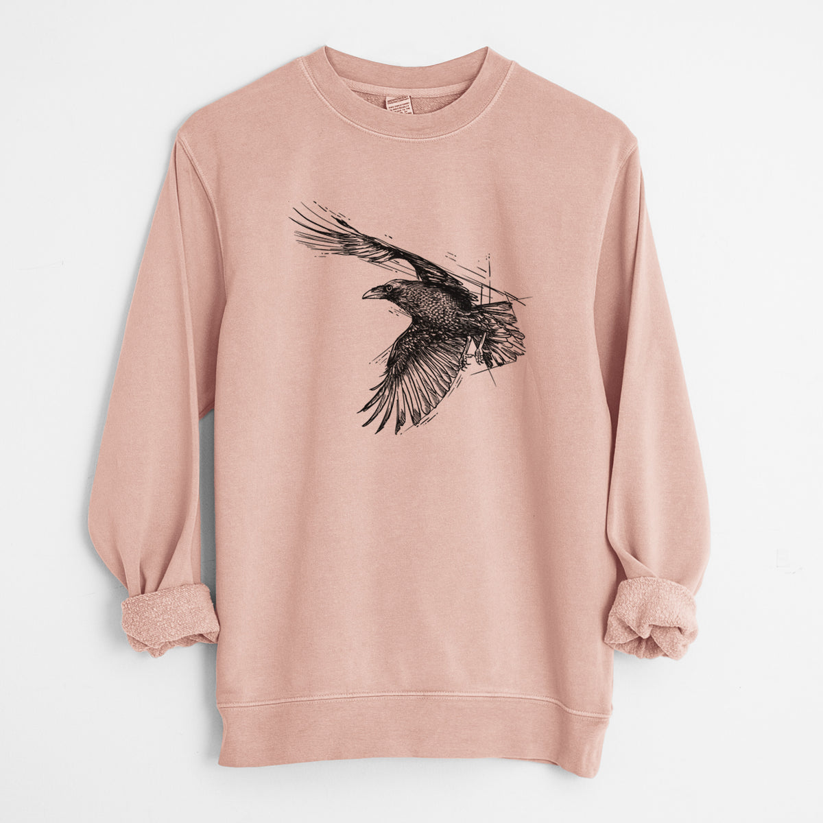 Flying Raven - Corvus corax - Unisex Pigment Dyed Crew Sweatshirt