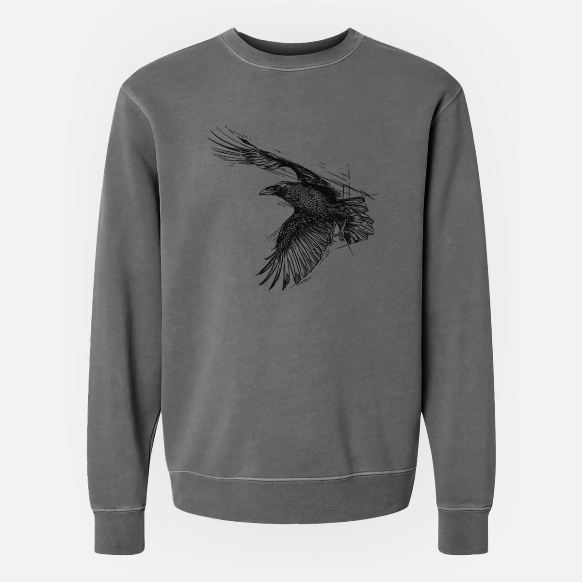 Flying Raven - Corvus corax - Unisex Pigment Dyed Crew Sweatshirt