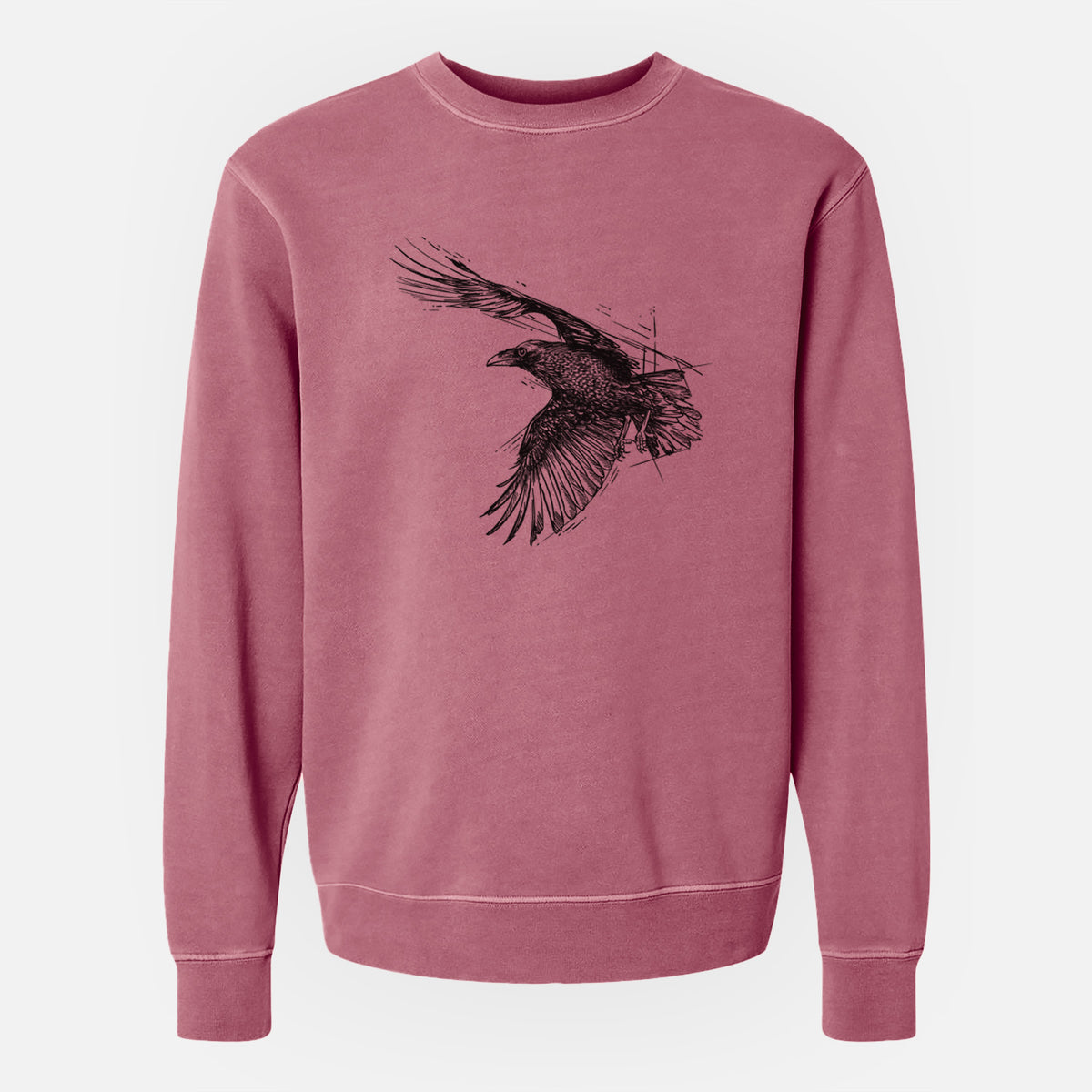 Flying Raven - Corvus corax - Unisex Pigment Dyed Crew Sweatshirt