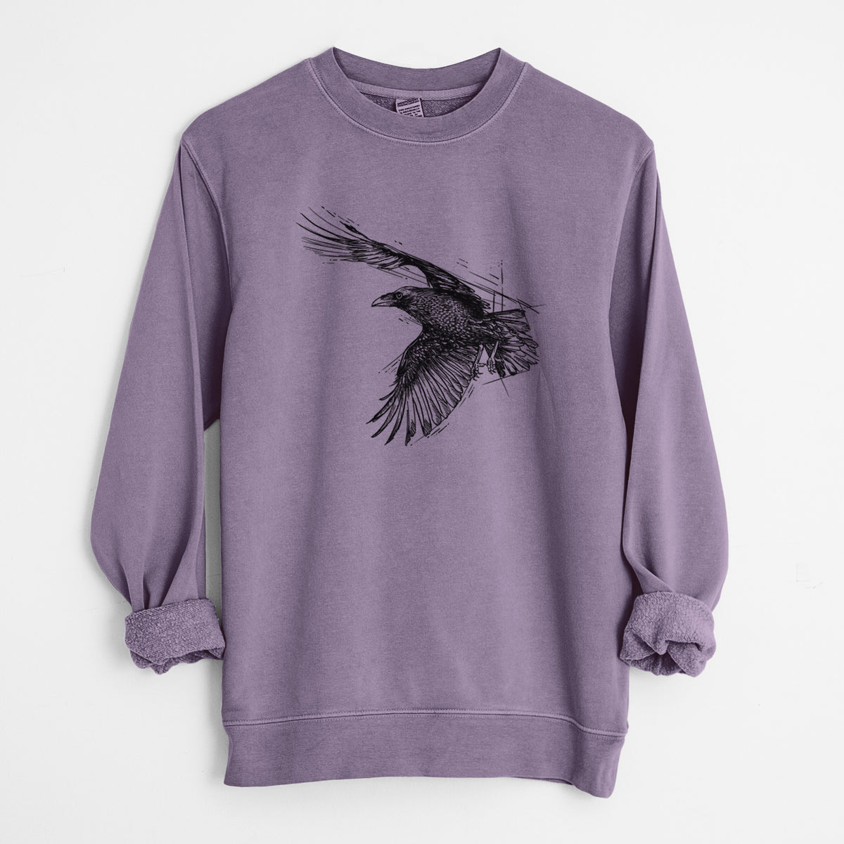 Flying Raven - Corvus corax - Unisex Pigment Dyed Crew Sweatshirt