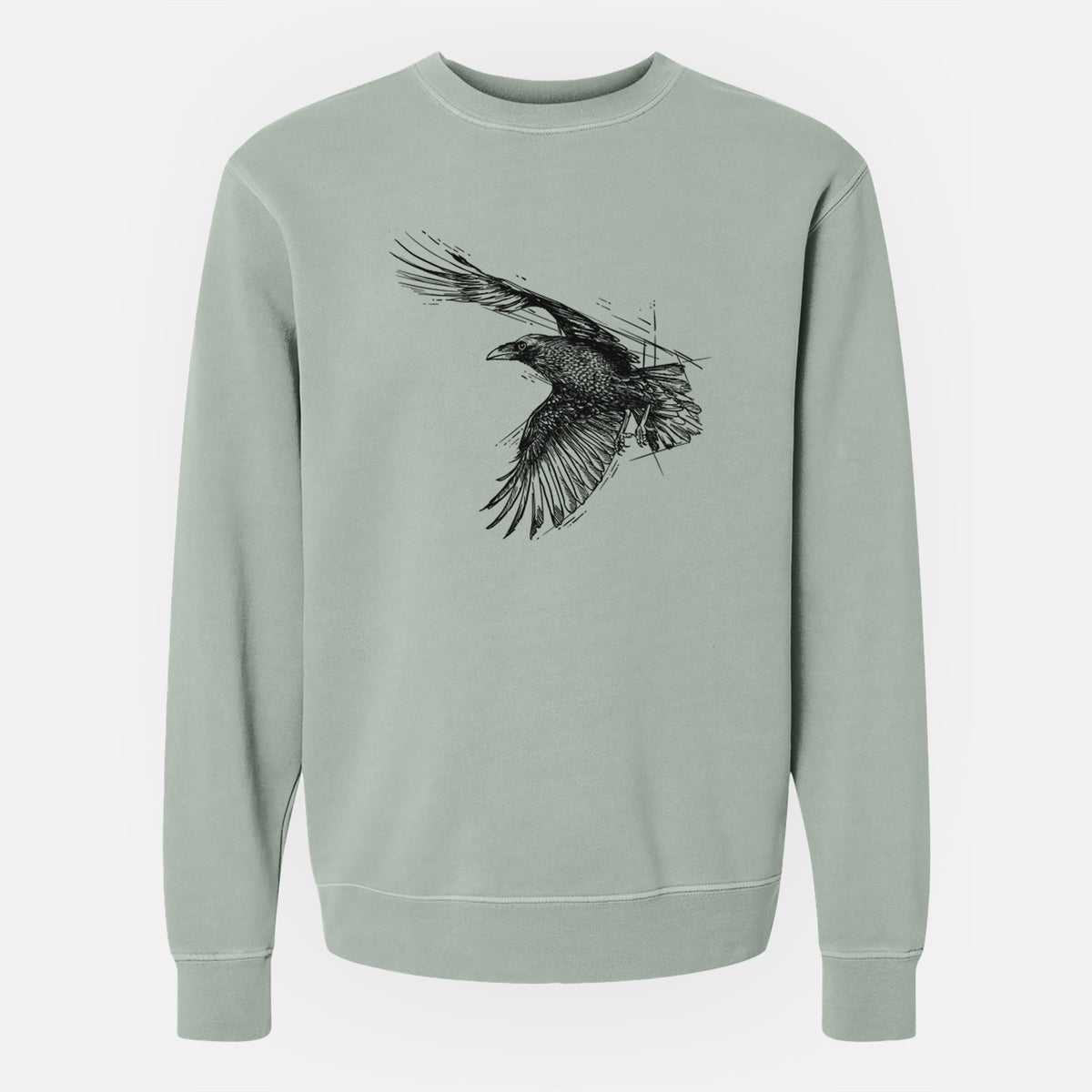 Flying Raven - Corvus corax - Unisex Pigment Dyed Crew Sweatshirt