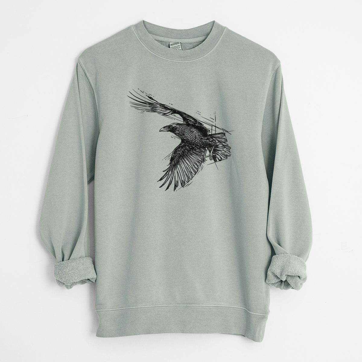 Flying Raven - Corvus corax - Unisex Pigment Dyed Crew Sweatshirt