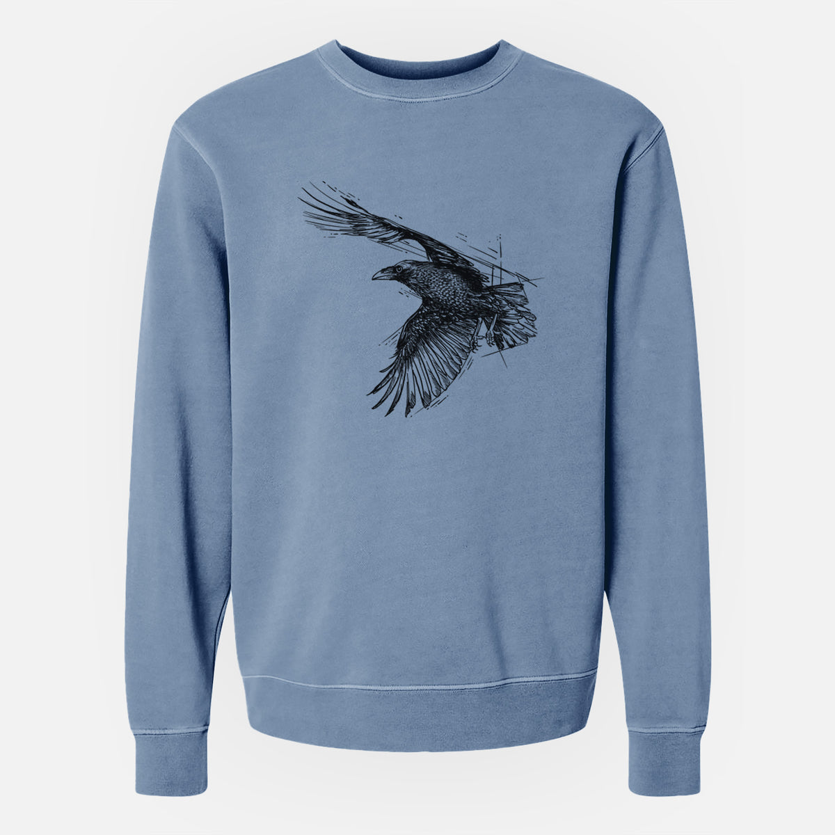 Flying Raven - Corvus corax - Unisex Pigment Dyed Crew Sweatshirt