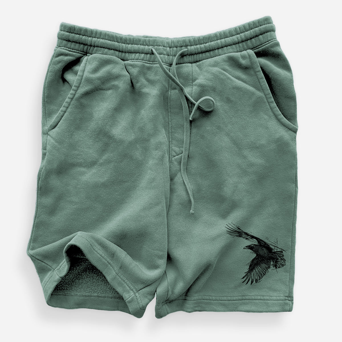 Flying Raven - Corvus corax - Unisex Pigment Dyed Shorts