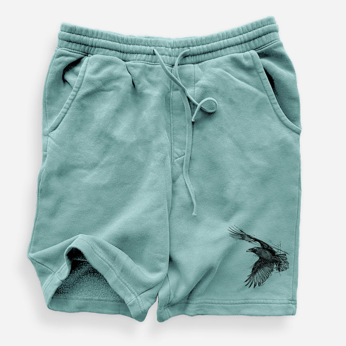 Flying Raven - Corvus corax - Unisex Pigment Dyed Shorts