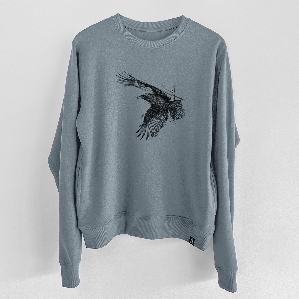 Flying Raven - Corvus corax  - Unisex Reclaimed Crewneck Sweatshirt