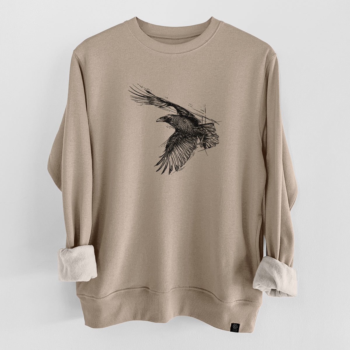 Flying Raven - Corvus corax  - Unisex Reclaimed Crewneck Sweatshirt