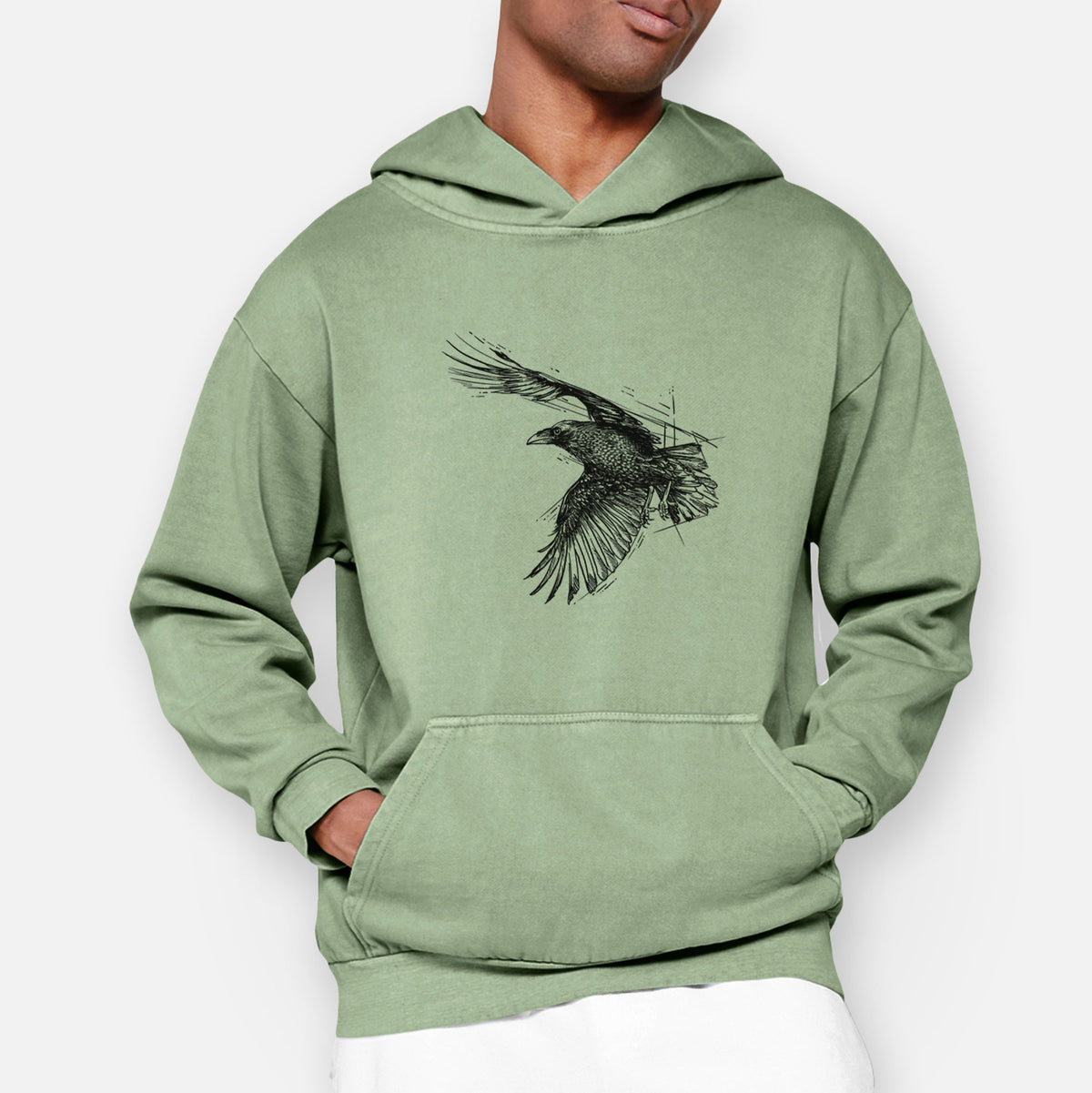 Flying Raven - Corvus corax  - Urban Heavyweight Hoodie