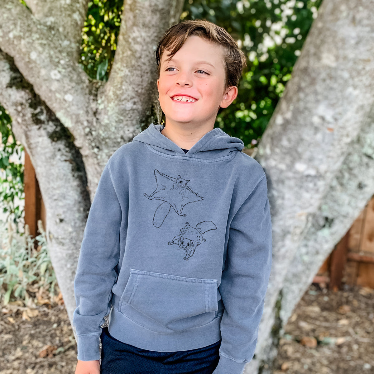 Southern Flying Squirrels - Glaucomys volans - Youth Pigment Dyed Hoodie