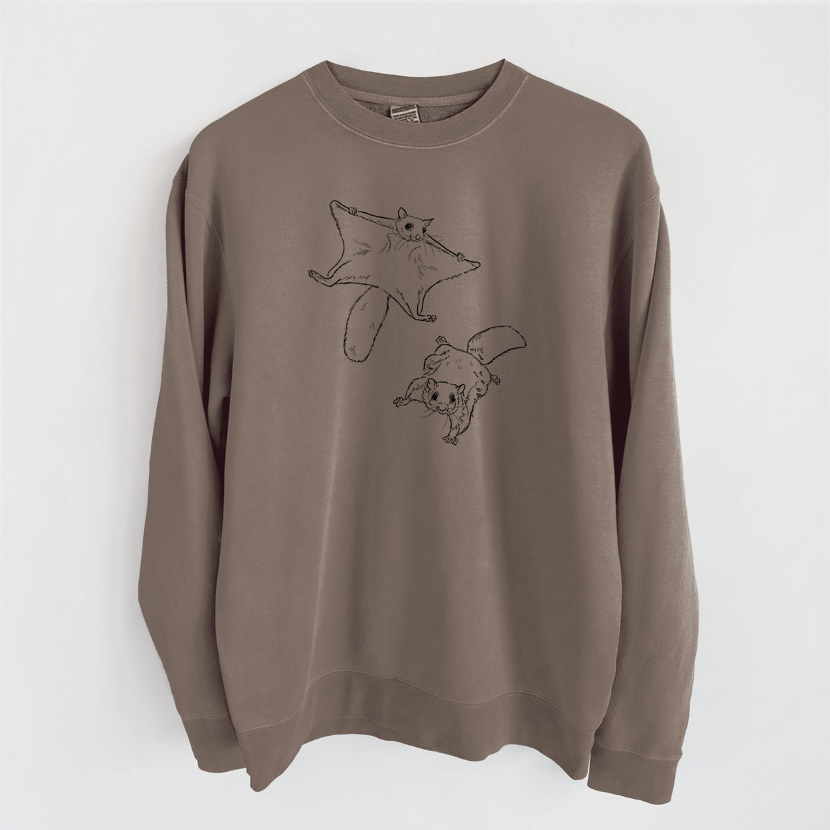 Southern Flying Squirrels - Glaucomys volans - Unisex Pigment Dyed Crew Sweatshirt in Espresso Brown Color