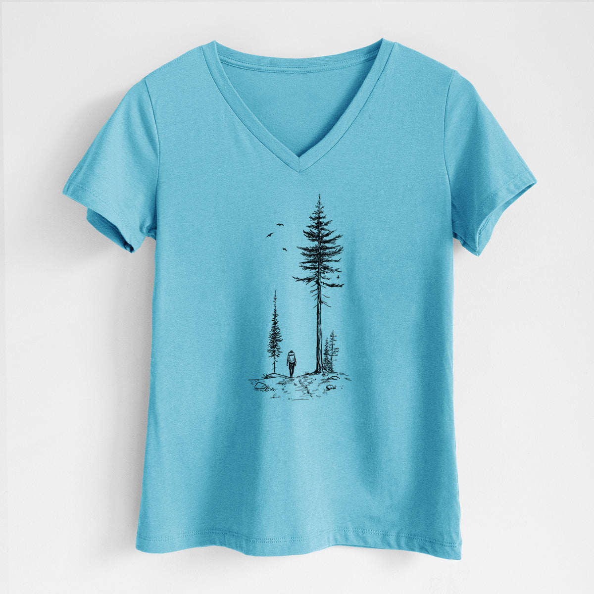 Forest Explorer - Women&#39;s Lightweight Relaxed Fit 100% Cotton V-neck