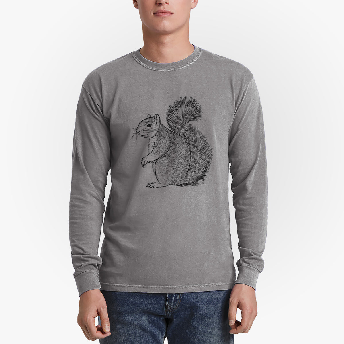 Eastern Fox Squirrel - Sciurus niger - Men&#39;s Heavyweight 100% Cotton Long Sleeve