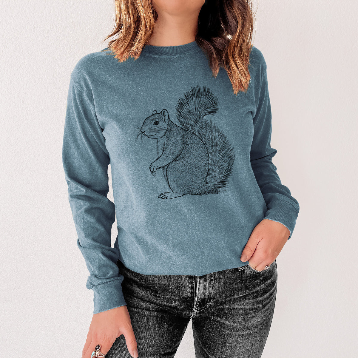 Eastern Fox Squirrel - Sciurus niger - Men&#39;s Heavyweight 100% Cotton Long Sleeve