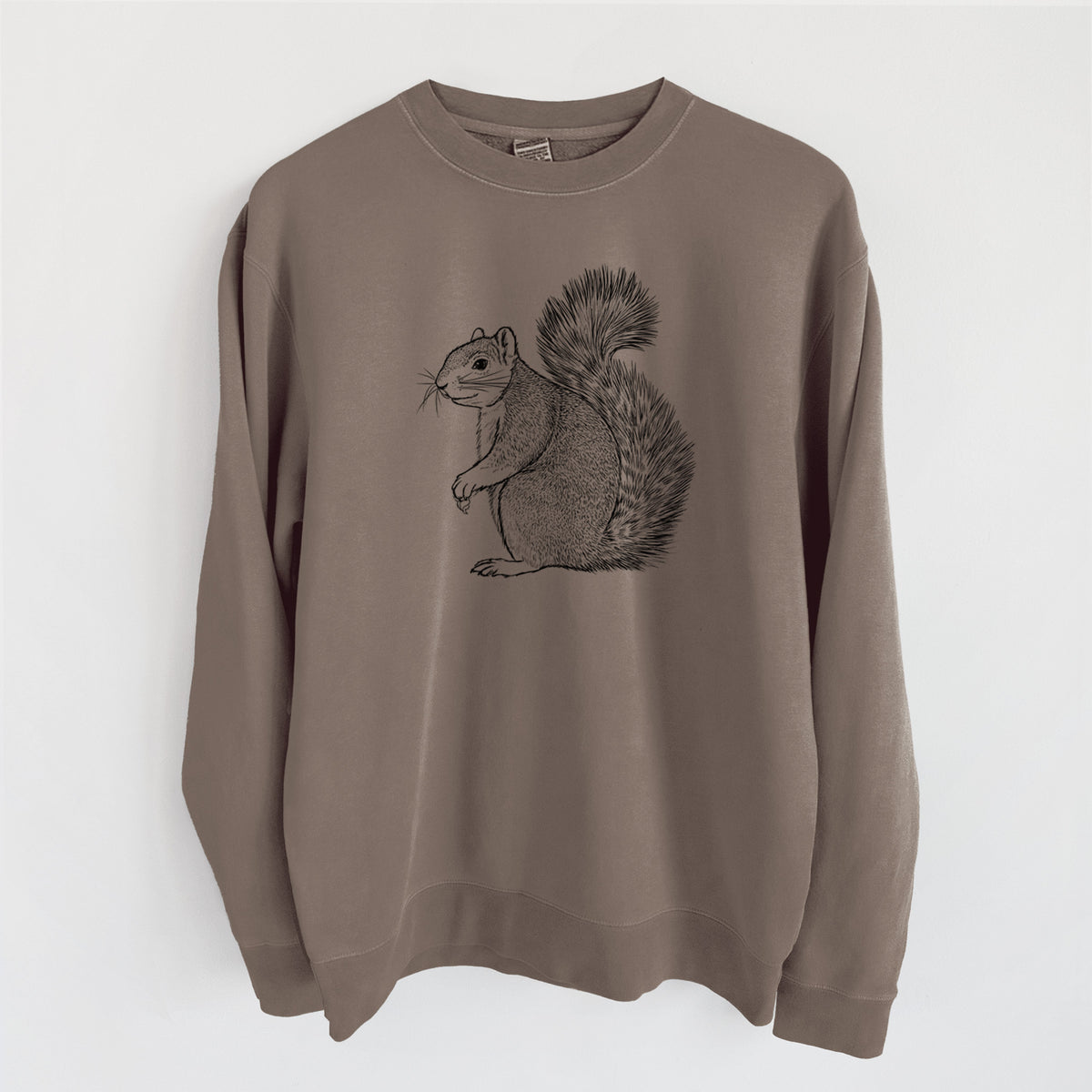 Eastern Fox Squirrel - Sciurus niger - Unisex Pigment Dyed Crew Sweatshirt in Espresso Brown Color