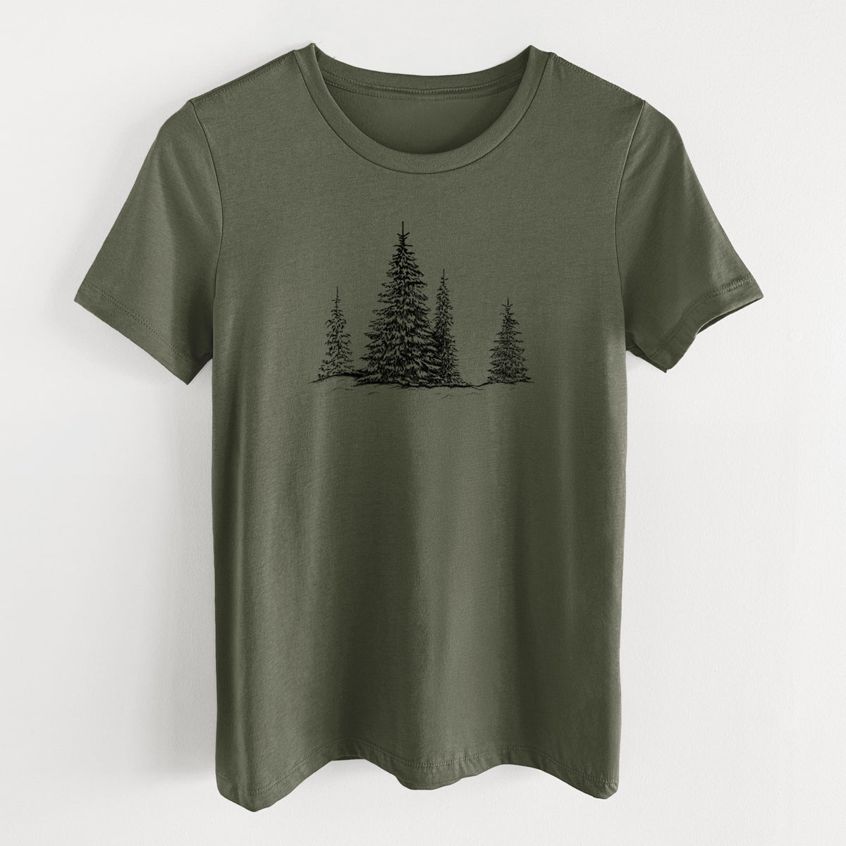Frosted Evergreens - Women&#39;s Lightweight Relaxed Fit 100% Cotton Crewneck