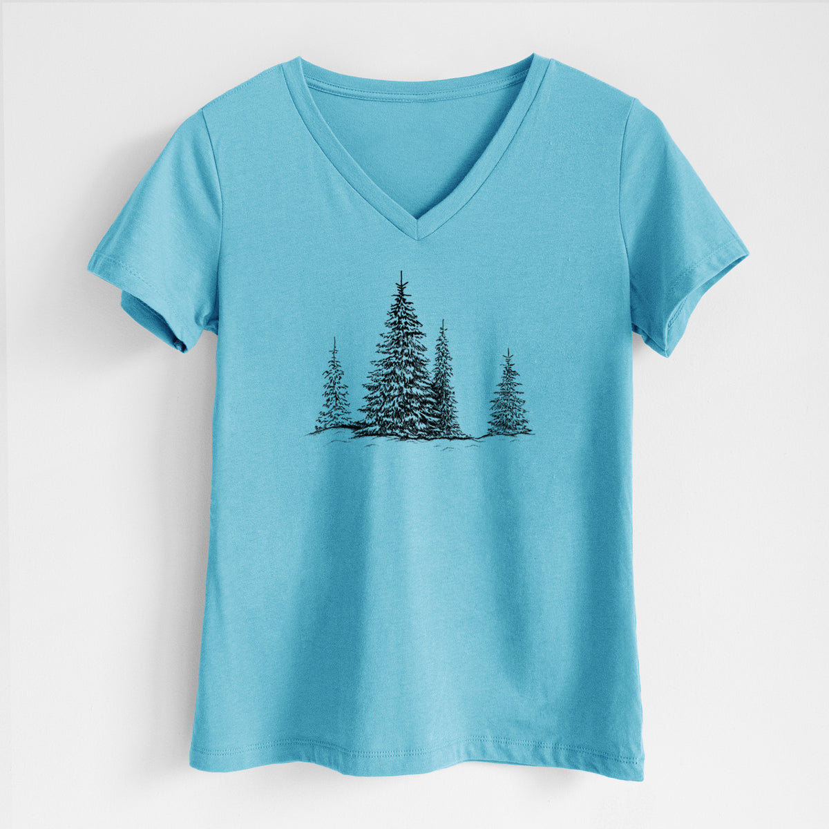 Frosted Evergreens - Women's Lightweight Relaxed Fit 100% Cotton V-neck