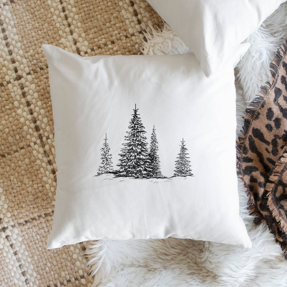 Frosted Evergreens - Throw Pillow Cover