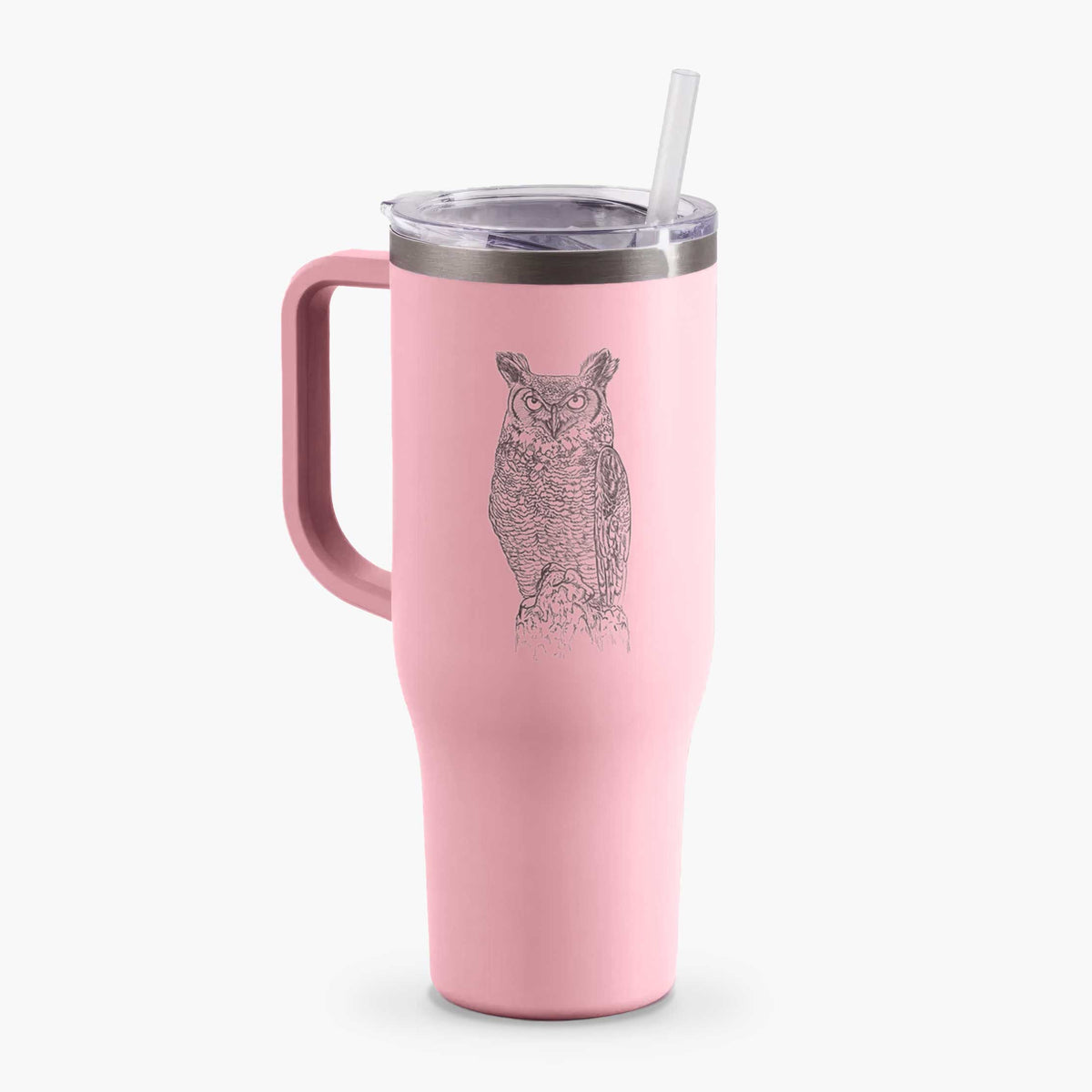 Bubo virginianus - Great Horned Owl - 40oz Tumbler with Handle