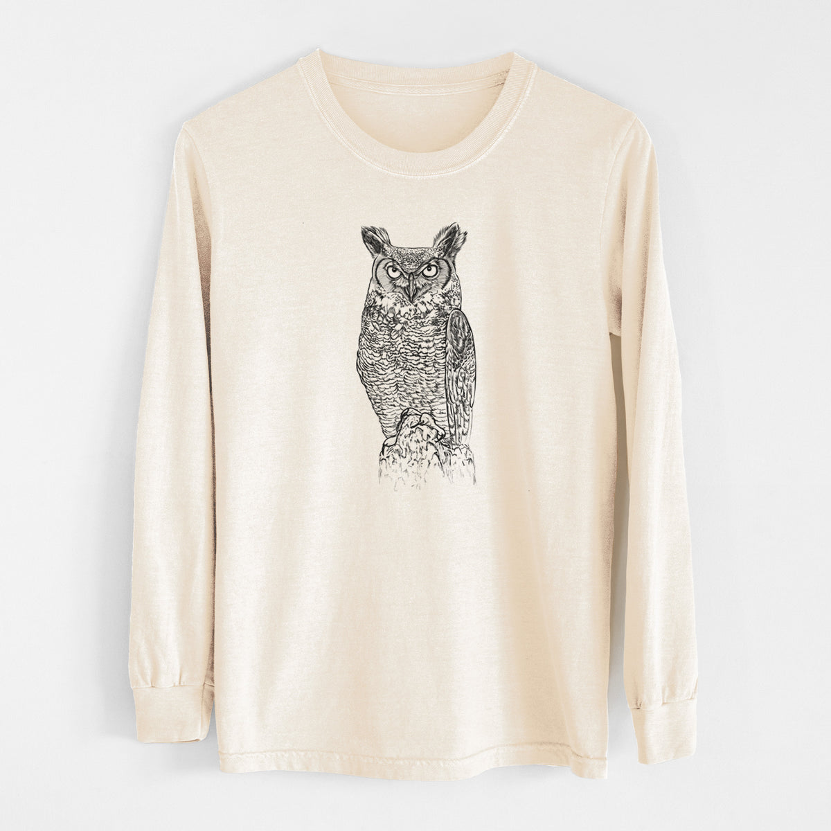 Bubo virginianus - Great Horned Owl - Unisex Comfort Colors 100% Cotton Long Sleeve