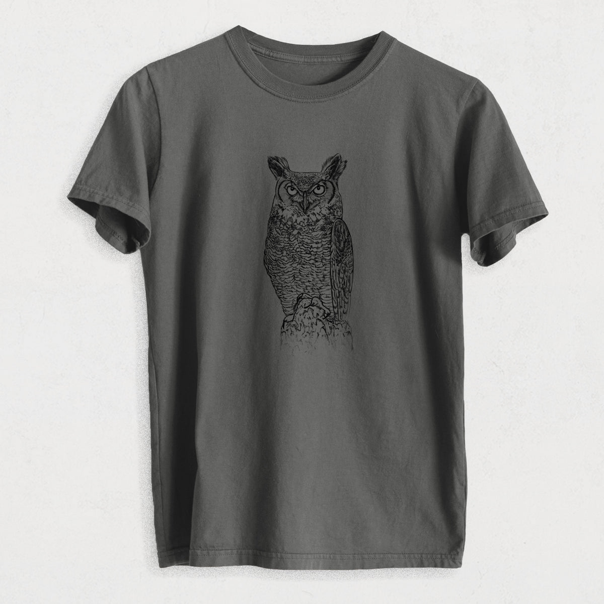 Bubo virginianus - Great Horned Owl - Heavyweight Men&#39;s 100% Organic Cotton Tee