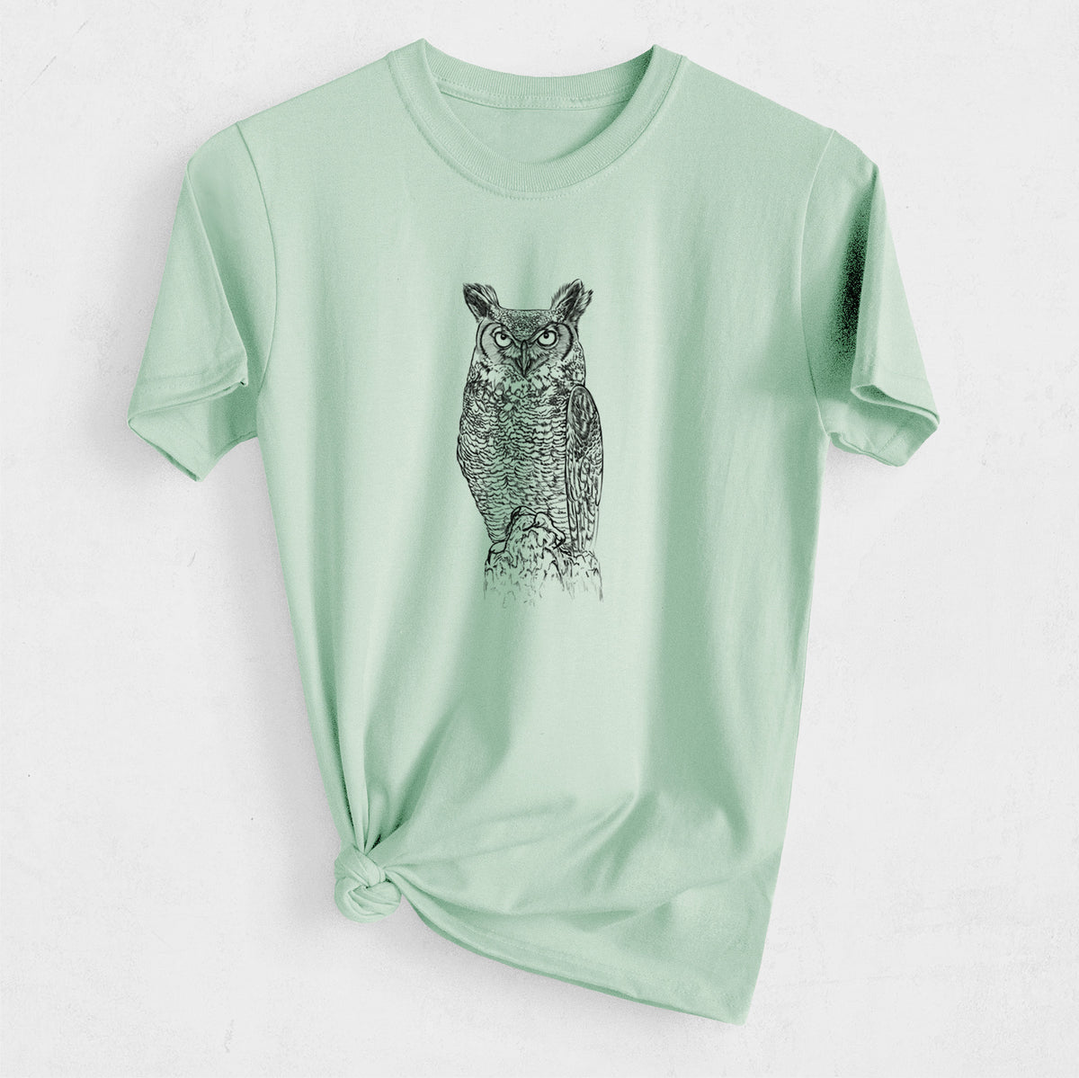 Bubo virginianus - Great Horned Owl - Heavyweight Men&#39;s 100% Organic Cotton Tee