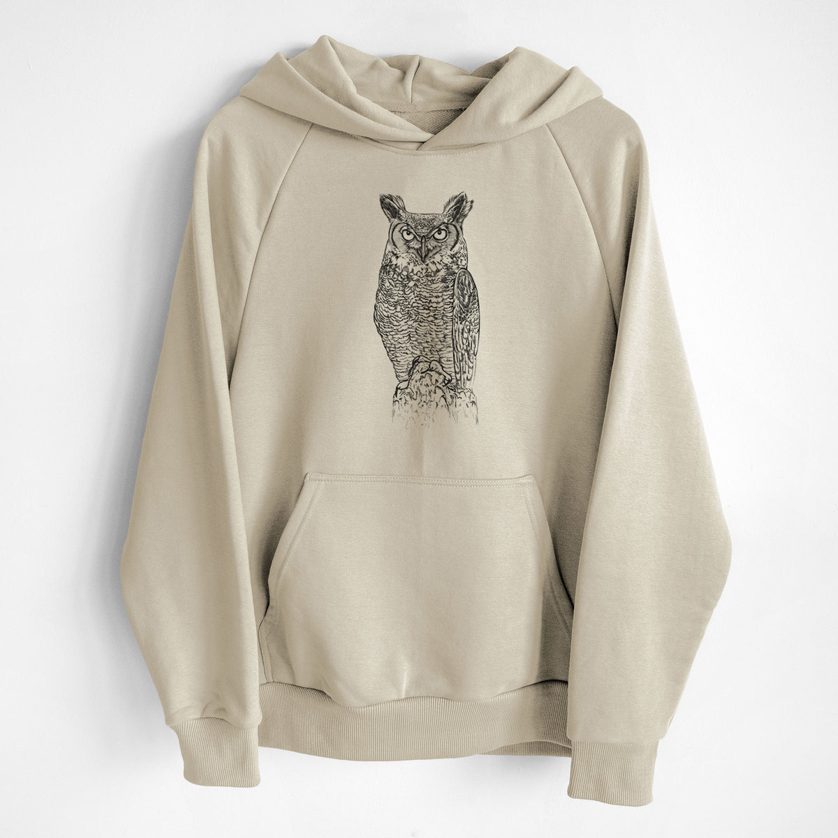 Bubo virginianus - Great Horned Owl - UltraLuxe Heavyweight French Terry Hoodie
