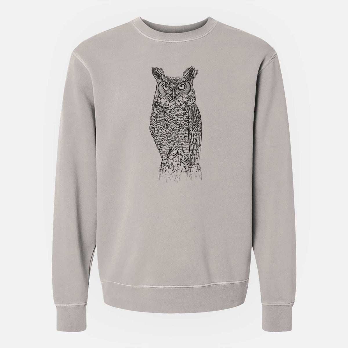 Bubo virginianus - Great Horned Owl - Unisex Pigment Dyed Crew Sweatshirt