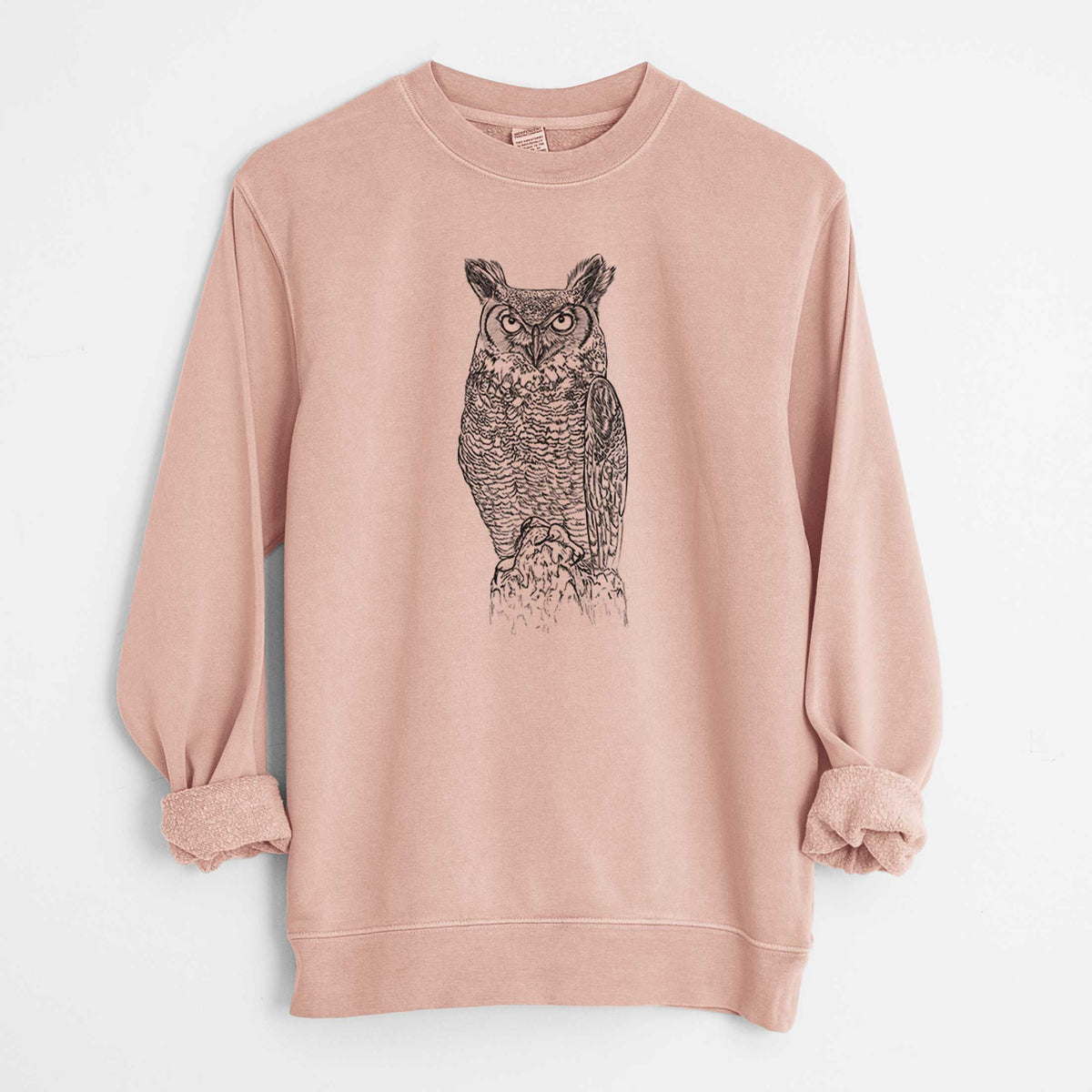 Bubo virginianus - Great Horned Owl - Unisex Pigment Dyed Crew Sweatshirt