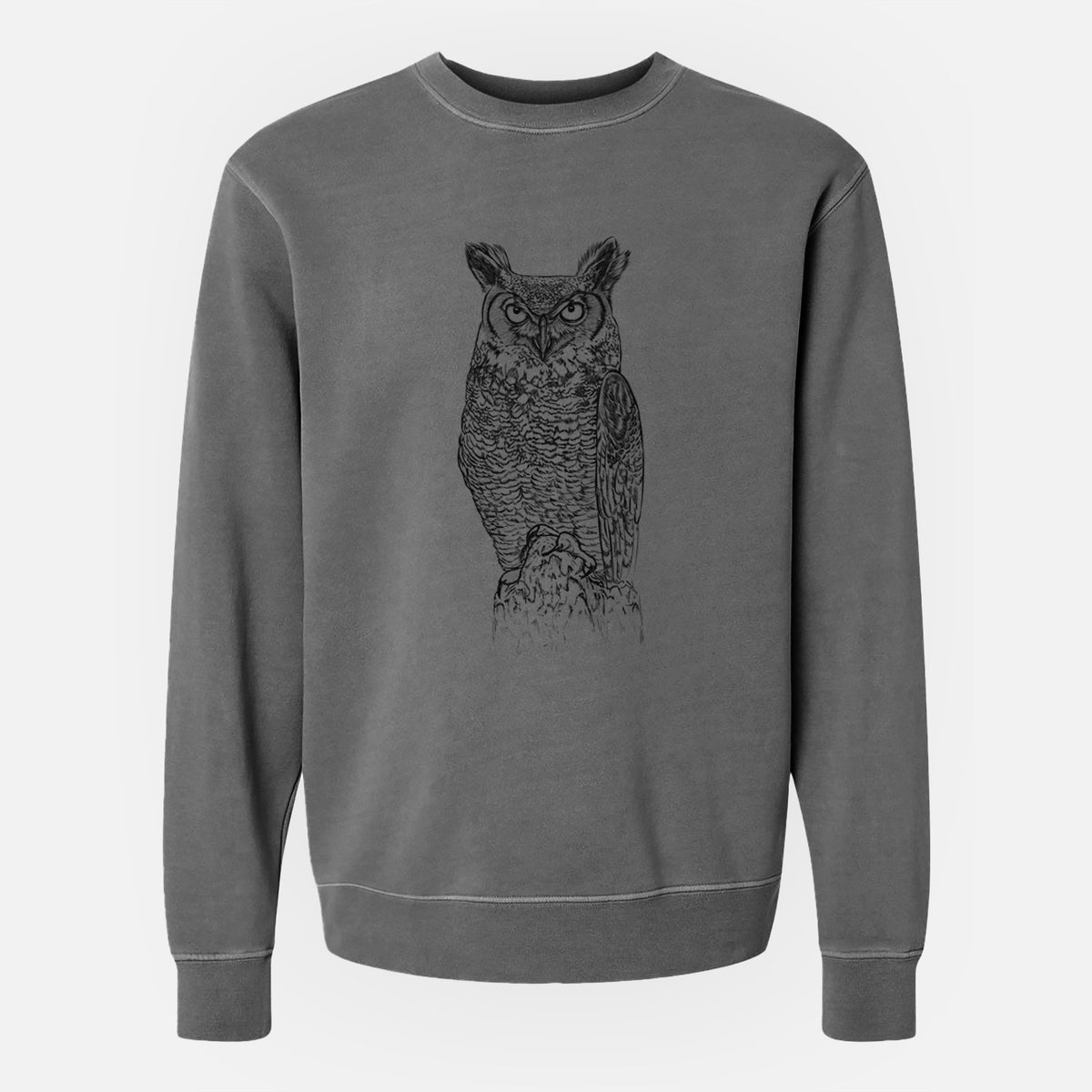 Bubo virginianus - Great Horned Owl - Unisex Pigment Dyed Crew Sweatshirt