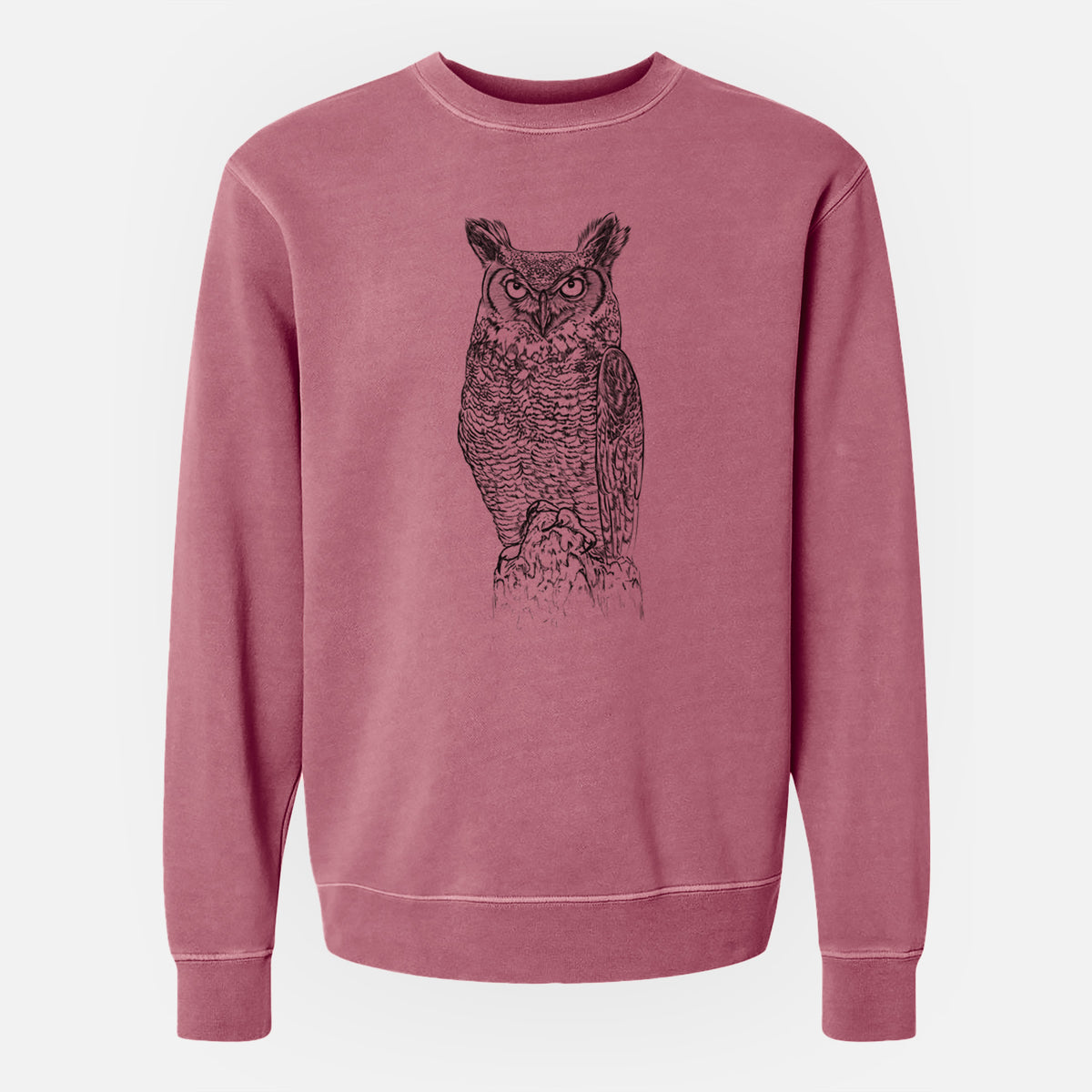 Bubo virginianus - Great Horned Owl - Unisex Pigment Dyed Crew Sweatshirt