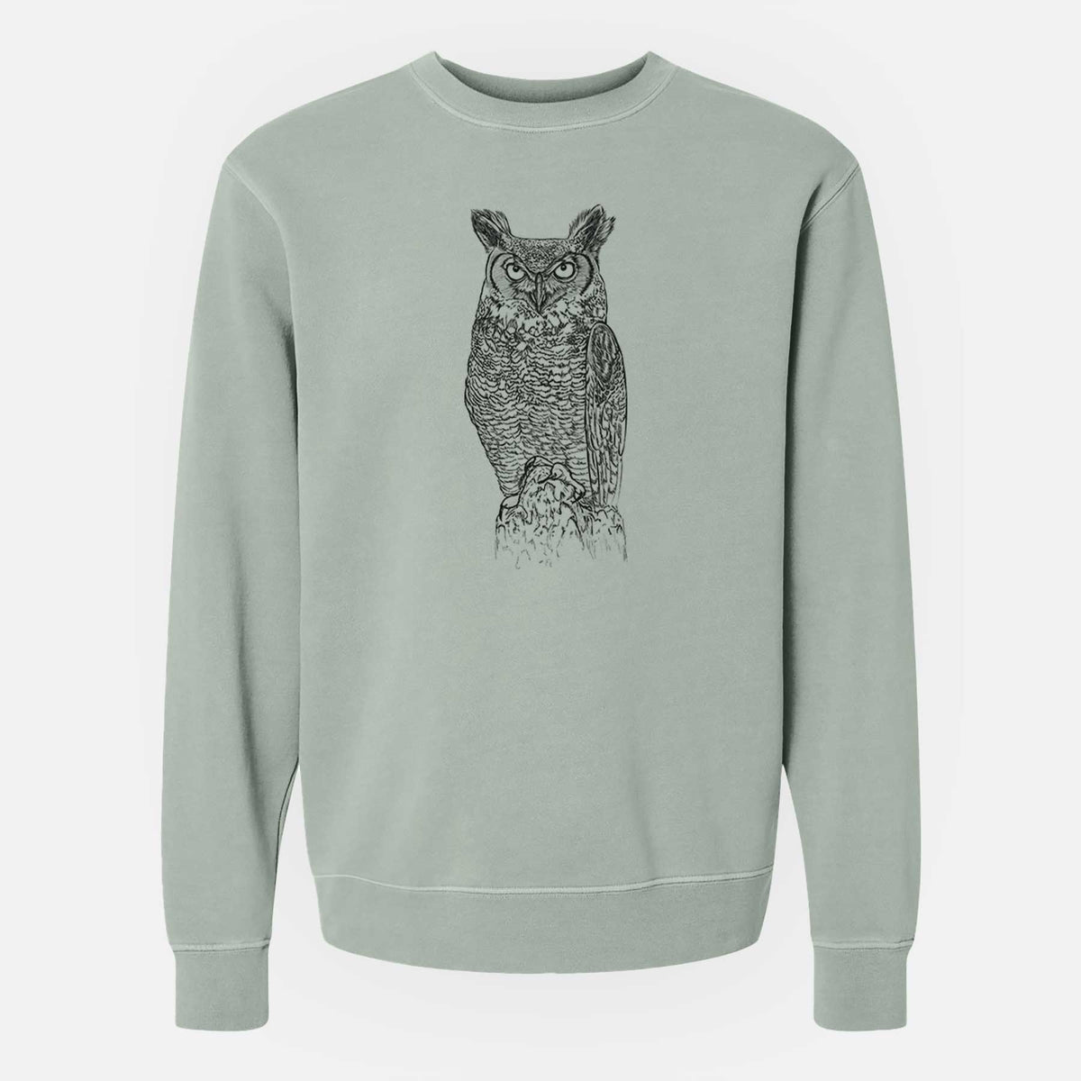 Bubo virginianus - Great Horned Owl - Unisex Pigment Dyed Crew Sweatshirt