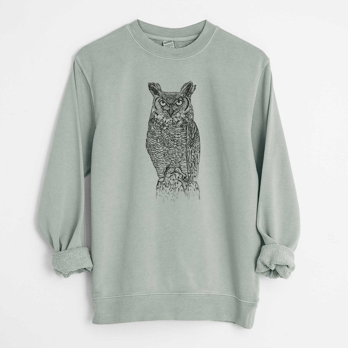 Bubo virginianus - Great Horned Owl - Unisex Pigment Dyed Crew Sweatshirt