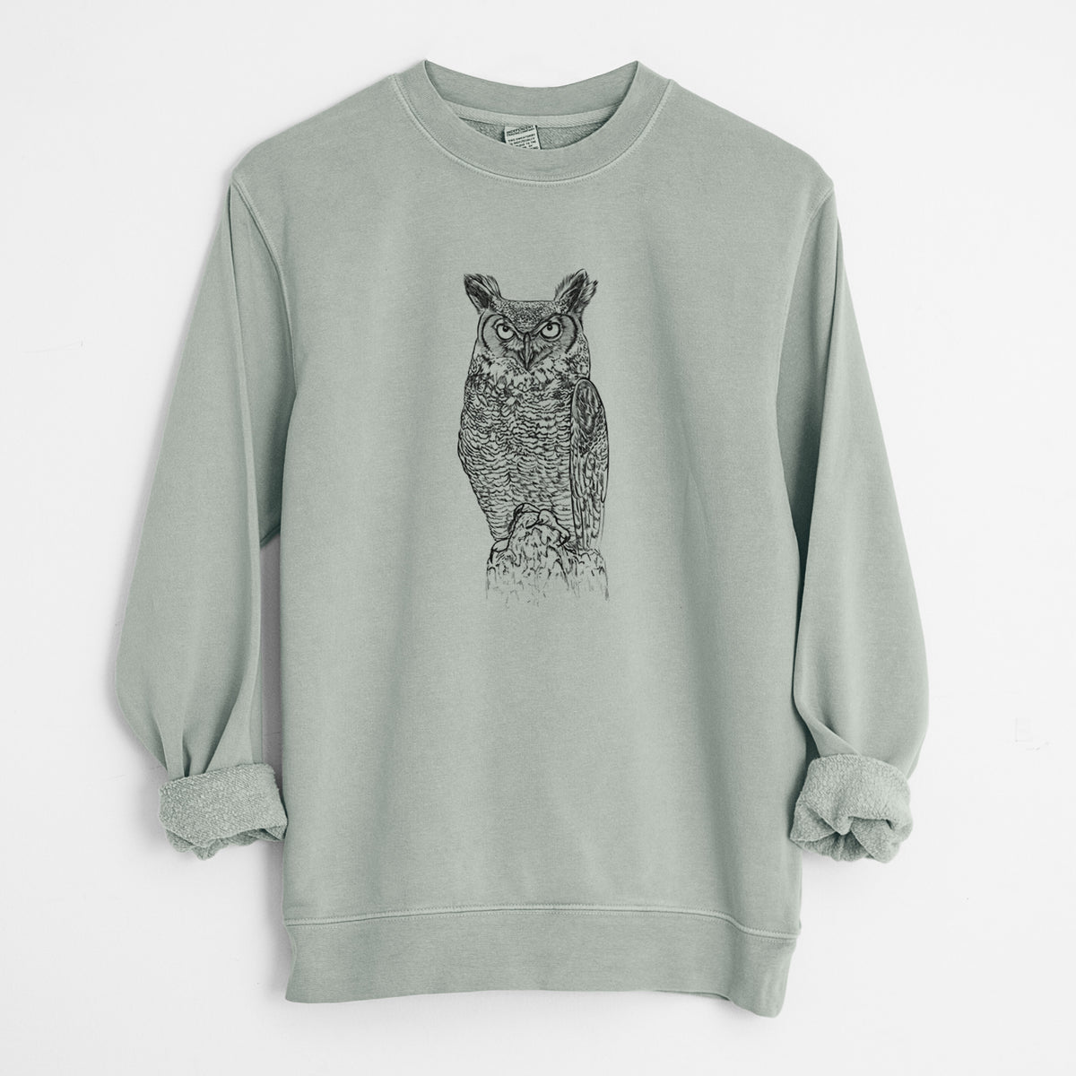 Bubo virginianus - Great Horned Owl - Unisex Pigment Dyed Crew Sweatshirt