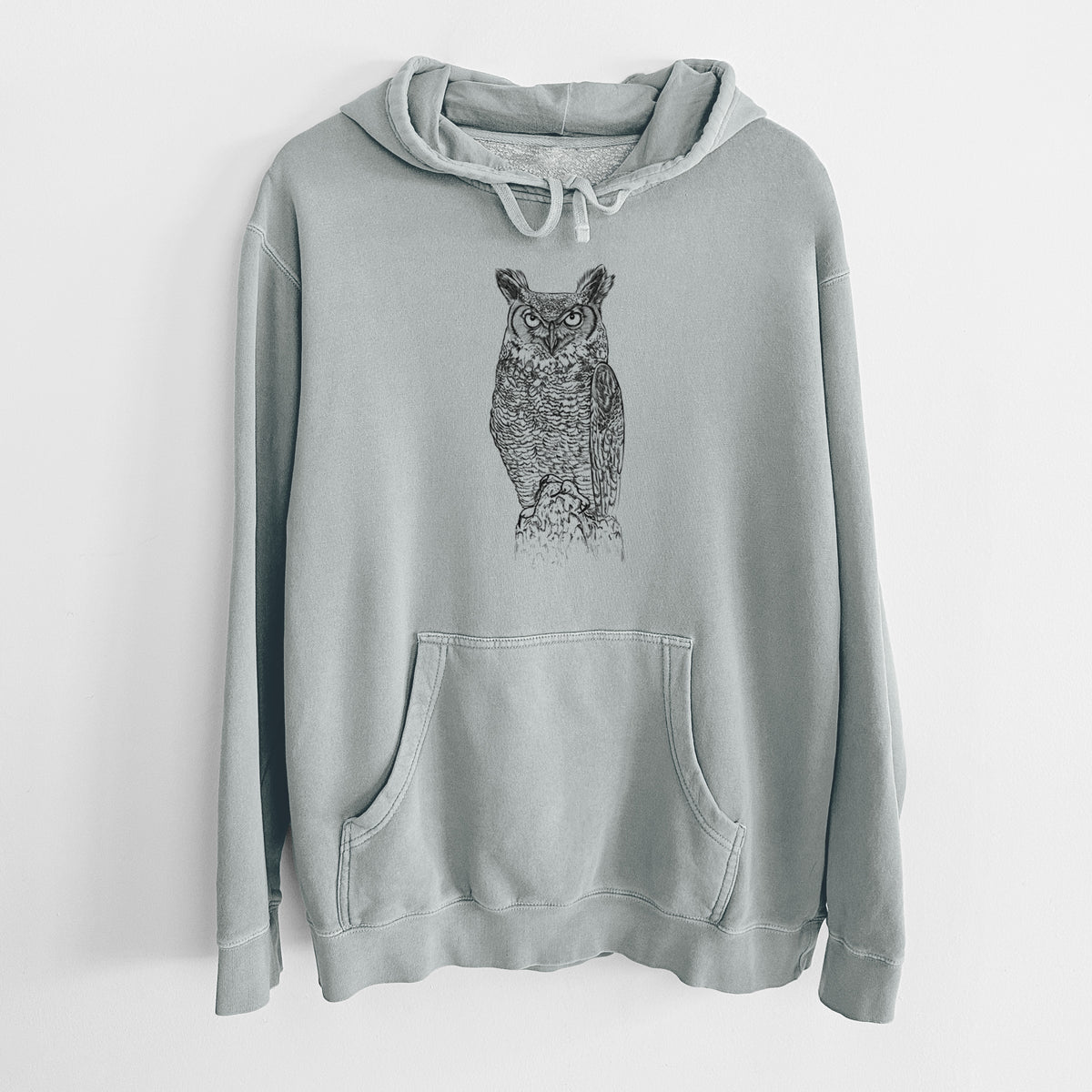 Bubo virginianus - Great Horned Owl - Unisex Pigment Dyed Hoodie