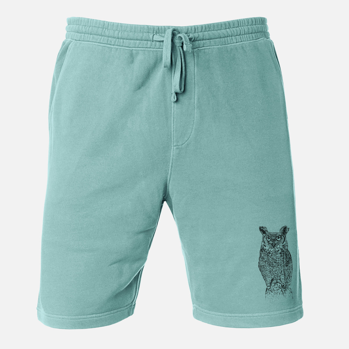 Bubo virginianus - Great Horned Owl - Unisex Pigment Dyed Shorts