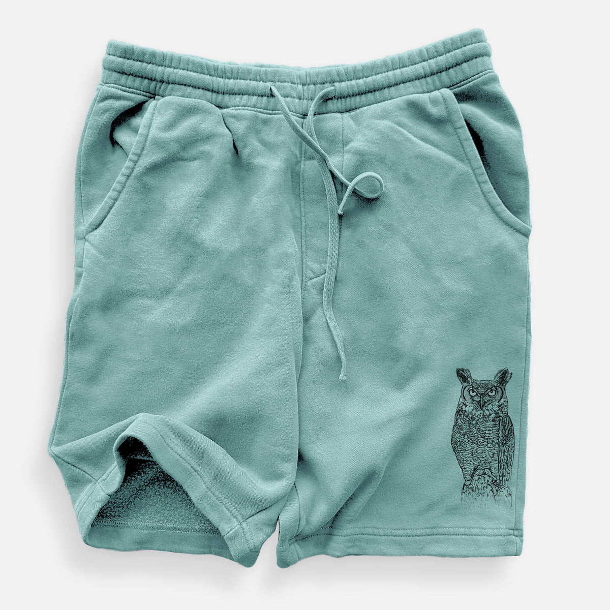 Bubo virginianus - Great Horned Owl - Unisex Pigment Dyed Shorts